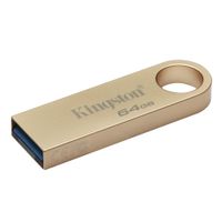 Memoria USB 3.2 Kingston DataTraveler SE9 G3 64GB de capacidad, dorado metálico