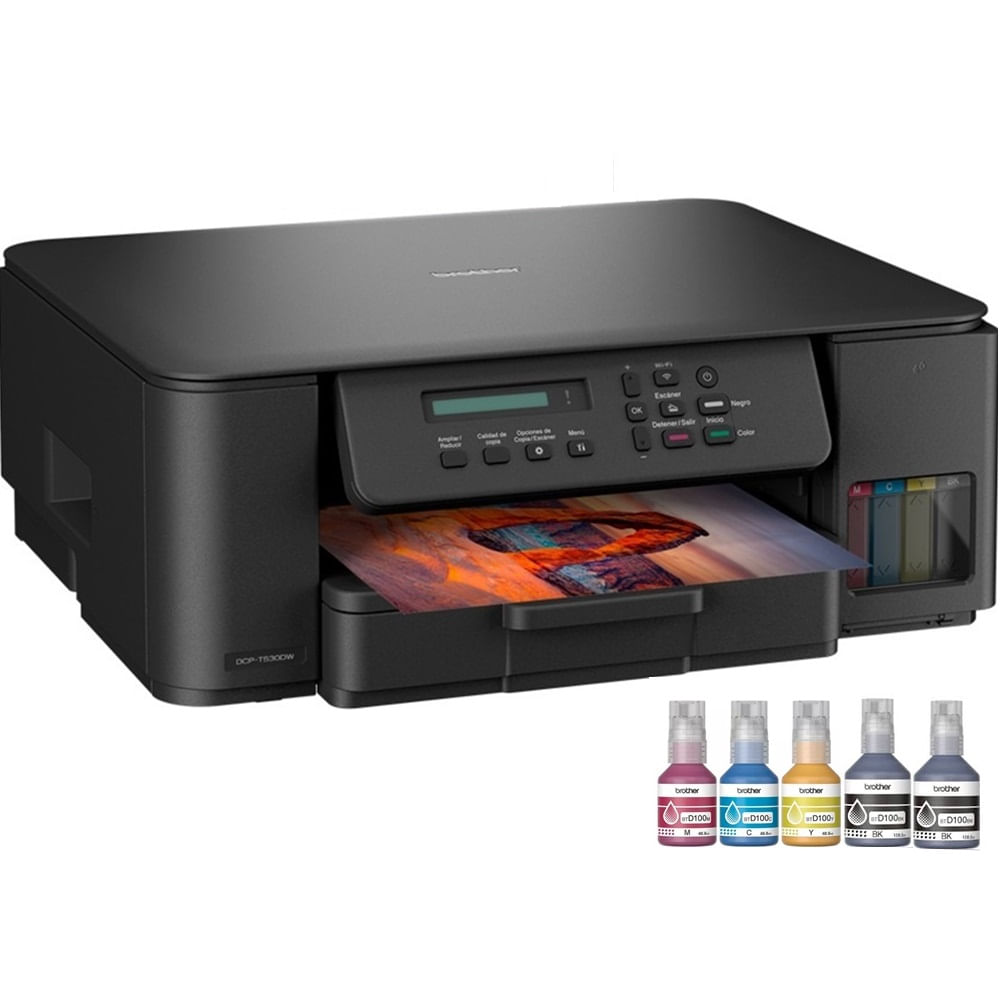 Imagen 1 del producto Impresora multifuncional Brother DCP-T530DW, inyección de tinta, inalámbrica, Wi-Fi, con tanques recargables