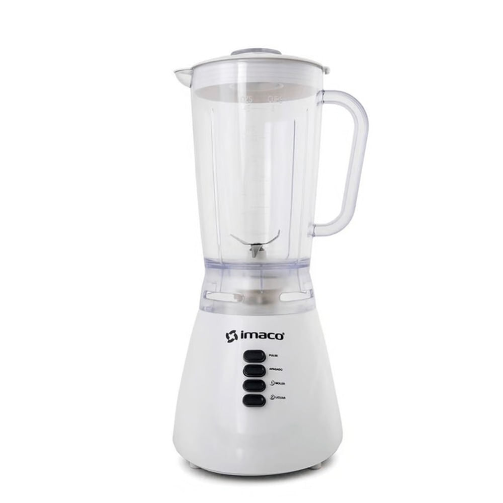 Licuadora Imaco BL4125VB 500w, vaso de vidrio 1.5 litros, fácil limpieza, blanco