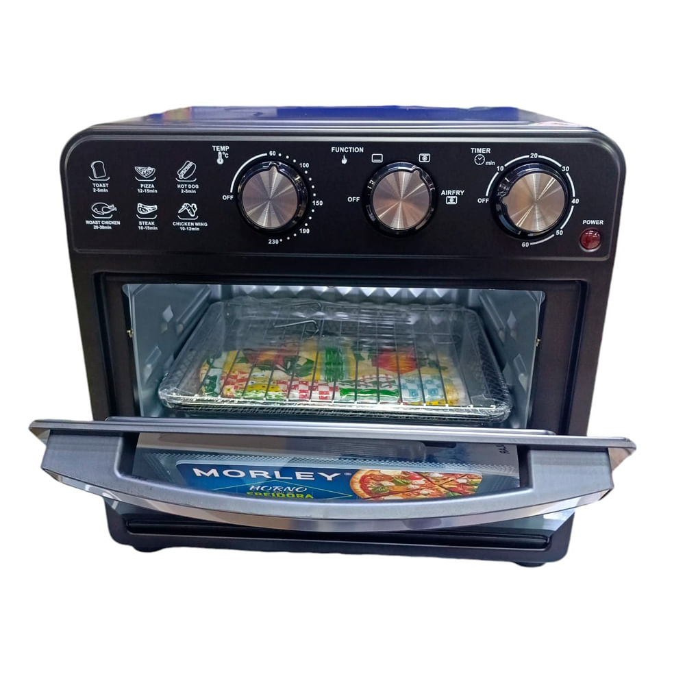 Horno eléctrico con freidora de aire Morley HOA-6020L 2000W, 10 litros, negro