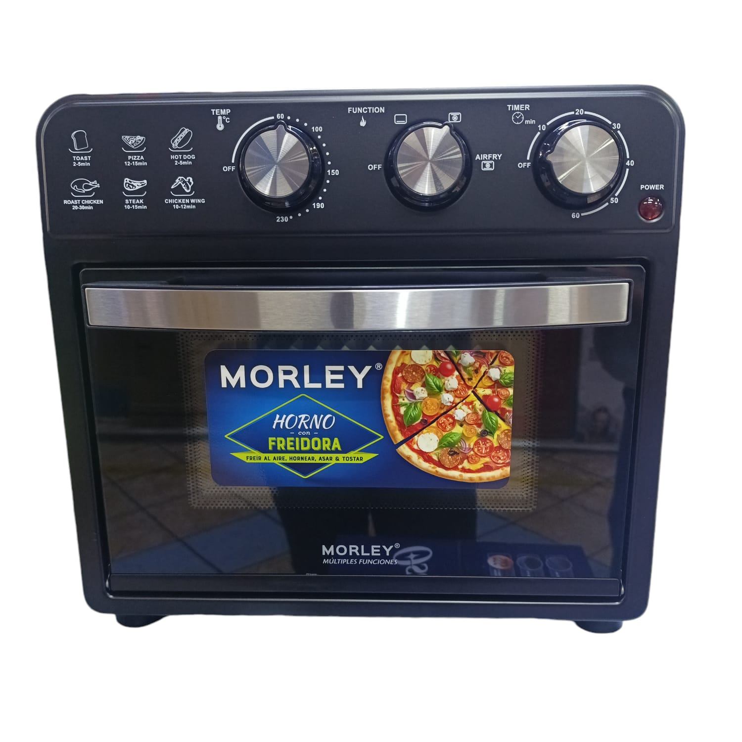 Imagen 2 del producto Horno eléctrico con freidora de aire Morley HOA-6020L 2000W, 10 litros, negro