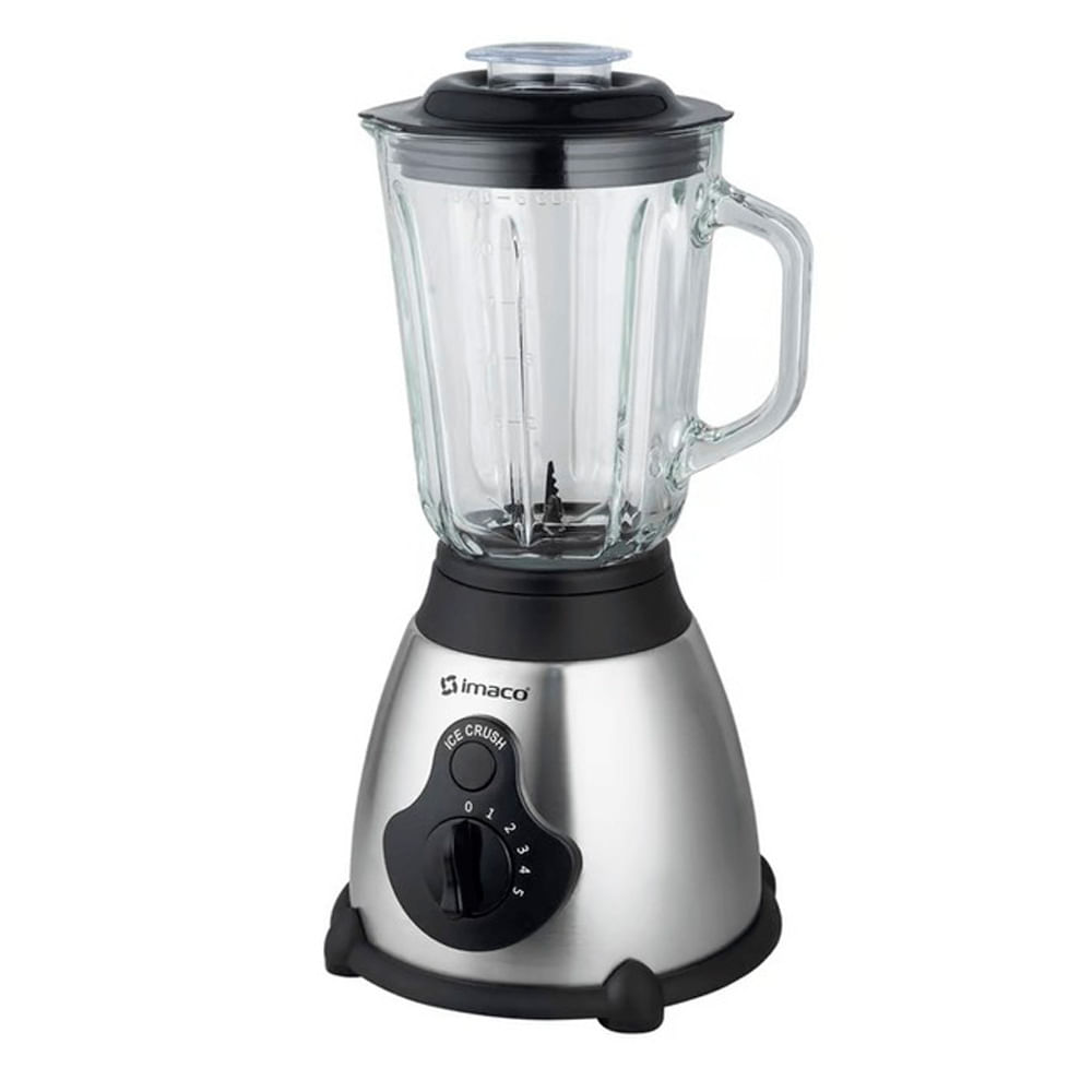 Licuadora Imaco BLS509 450w, 5 velocidades, vaso de vidrio 1.5 litros, acero