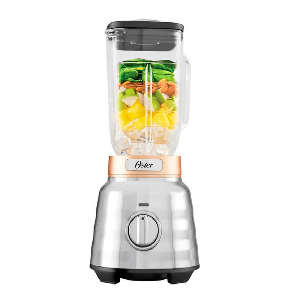 Licuadora Oster BLSTPBR 1500w, 2 velocidades, vaso de vidrio 1.75 litros, plateado