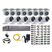 Cámaras seguridad, kit 14 Hikvision Full HD 1080P, cable HDMI, blanco