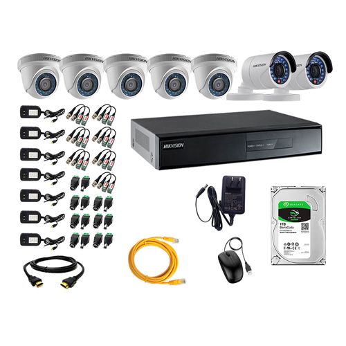 Cámaras de seguridad, kit 7 Hikvision HD 720p + disco 1TB oferta P2P HDMI
