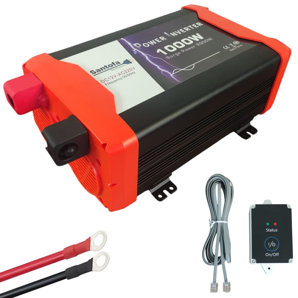 Imagen 2 del producto Inversor de corriente 12V a 220V 1000W, 2 puertos USB, 2 sockets, onda pura