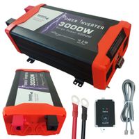 Inversor de corriente 12V a 220V, 3000W, 2 puertos USB, 2 sockets, onda senoidal pura