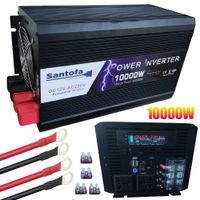 Inversor de corriente 12V a 220V, 10000W con 2 puertos USB, 1 puerto USB-C, 2 sockets, negro