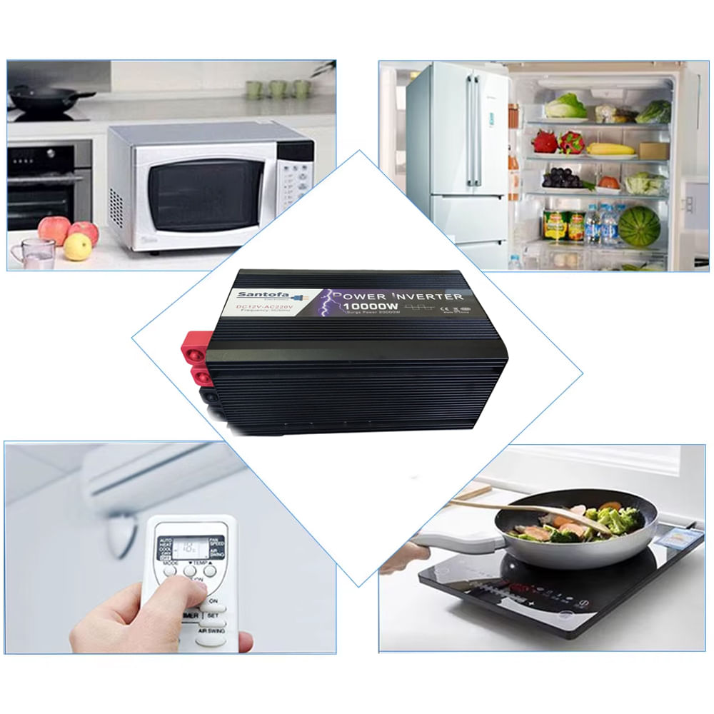 Imagen 2 del producto Inversor de corriente 12V a 220V, 10000W con 2 puertos USB, 1 puerto USB-C, 2 sockets, negro
