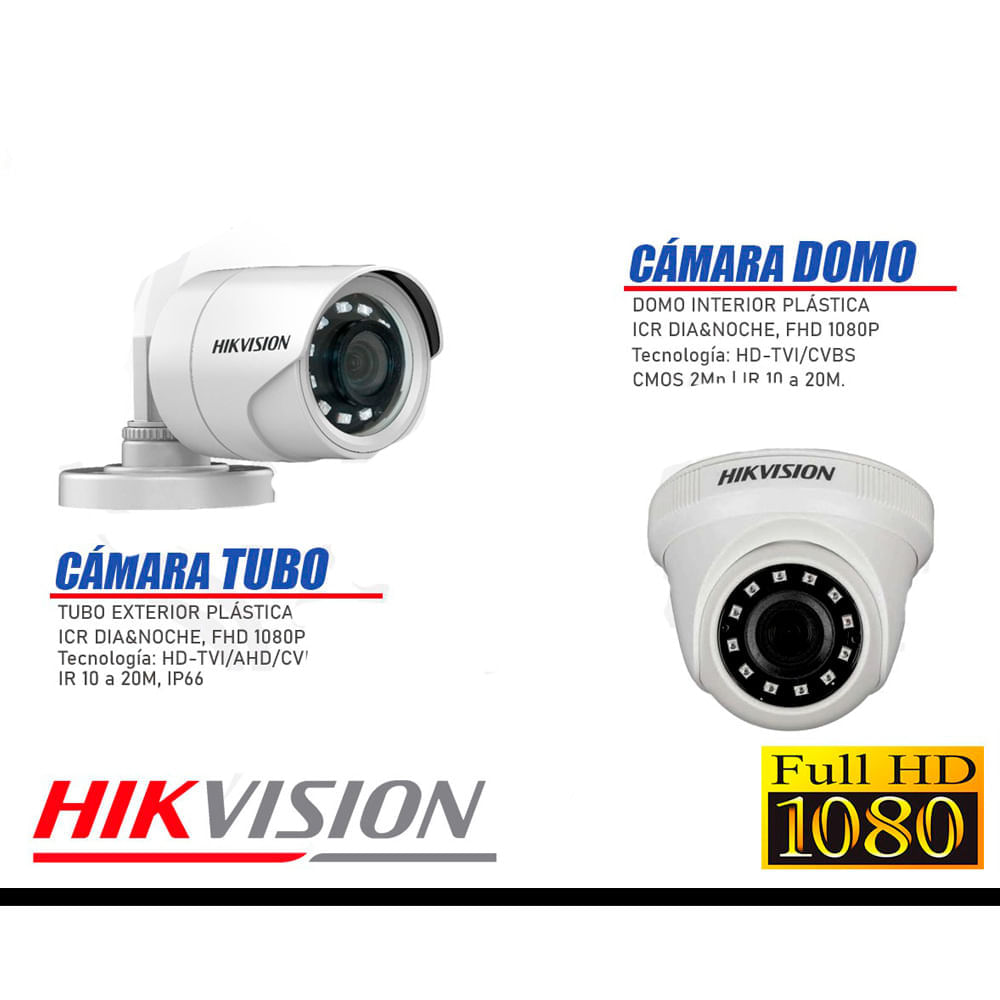 Imagen 2 del producto Cámaras seguridad, kit 7 Hikvision full HD 1080p + disco 2TB completo, blanco