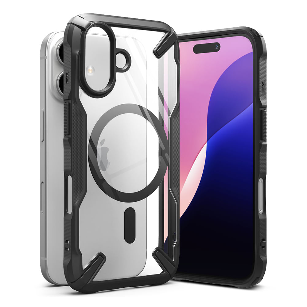 Case para iPhone 16 fusion X magnetic, anti golpes, rígido, negro