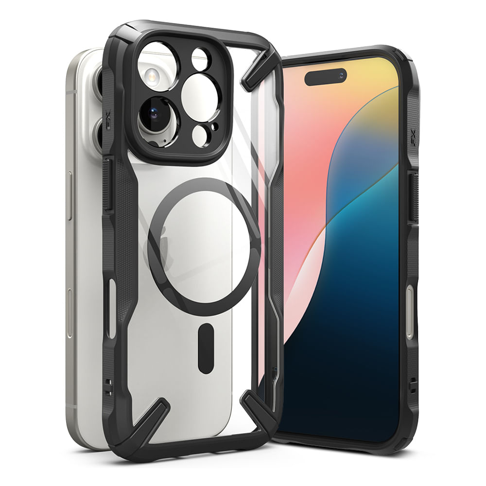 Case para iPhone 16 Pro Max fusion X magnetic, anti golpes, rígido, negro