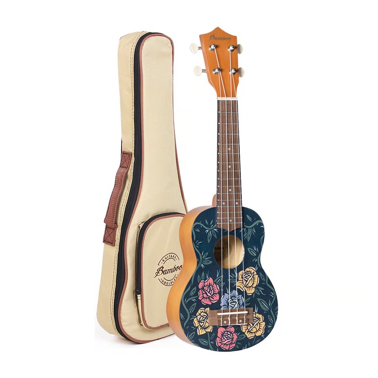 Ukelele Concierto Flowers Line, sónido cálido, clásicos abiertos, aurora