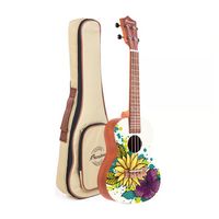 Ukelele Concierto Flowers Line, sonido cálido, funda acolchonada, spring