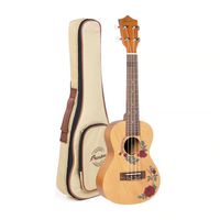 Ukelele Concierto Flowers Line, funda acolchada, acabado mate