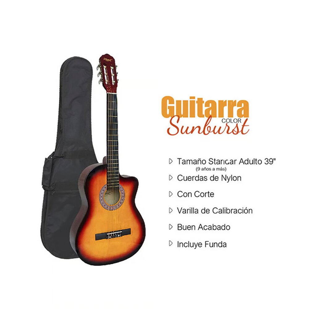 Imagen 2 del producto Guitarra acústica Sunburst, Vozzex, nylon, set de protectores