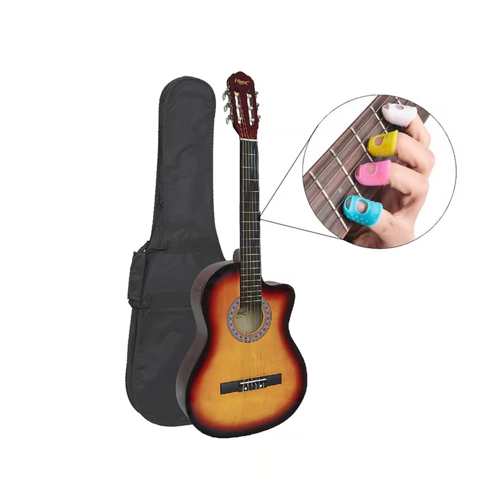 Guitarra acústica Sunburst, Vozzex, nylon, set de protectores
