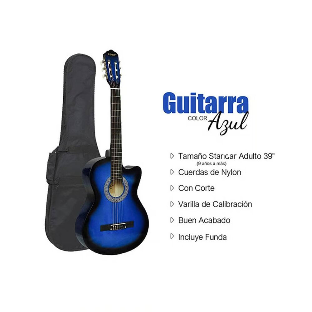 Imagen 2 del producto Guitarra, acústica, Vozzex, nylon, standar adulto 39"", azul