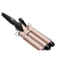 Rizador profesional Ez Tech 120W, 3 barriles para cabello, alta calidad, dorado