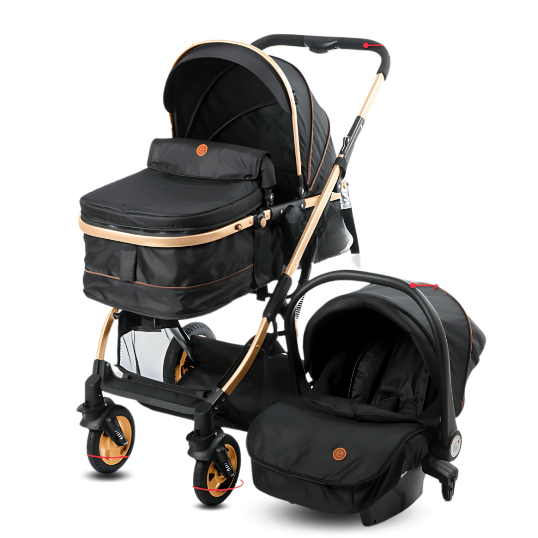 Coche, portabebé Ronda Plus II, 25 kg, arnés de seguridad, negro