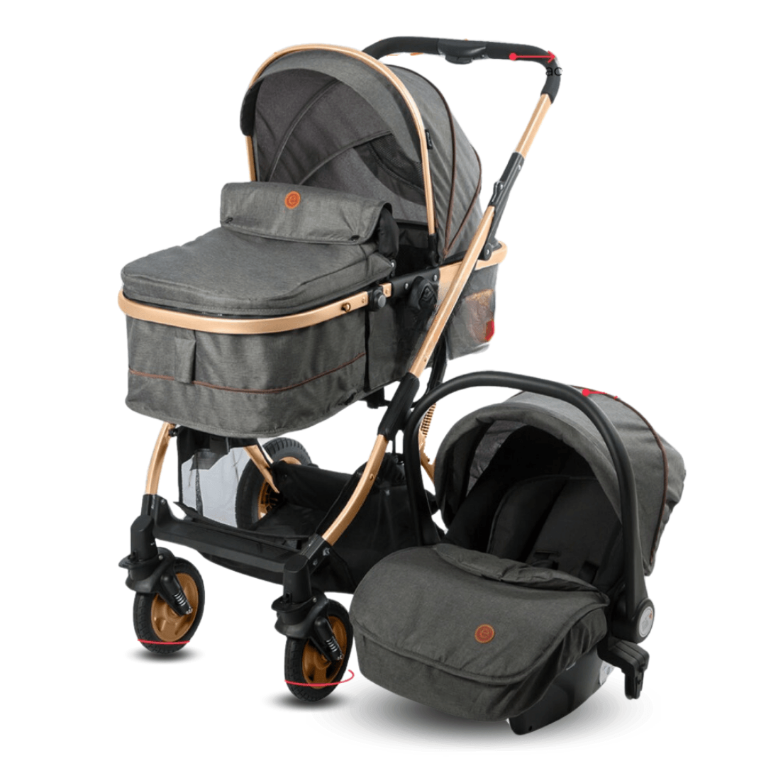 Coche, portabebé, Ronda Plus II, 25 kg, alta calidad, seguridad, gris