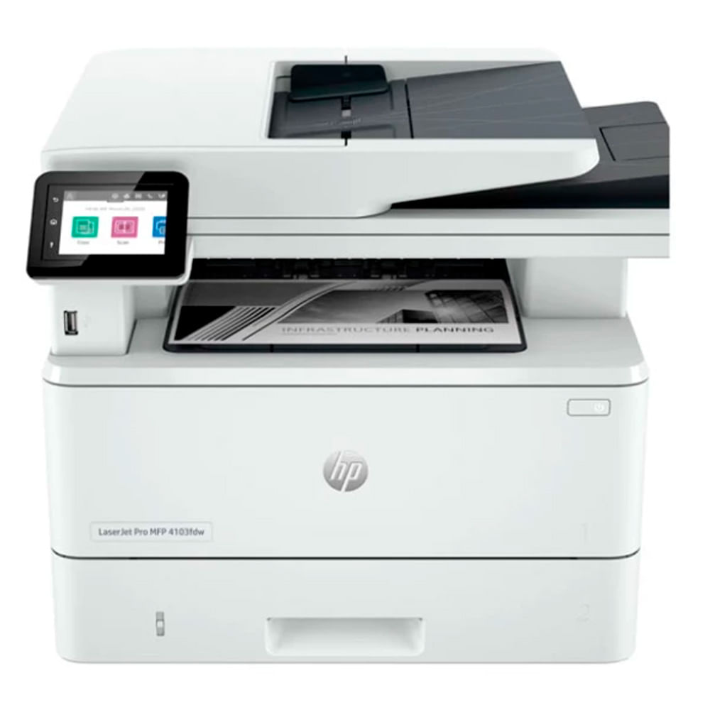 Imagen 1 del producto Impresora multifuncional monocromática HP LaserJet Pro MFP 4103fdw Wi-Fi, inalámbrico, blanco y negro, cartuchos de tóner