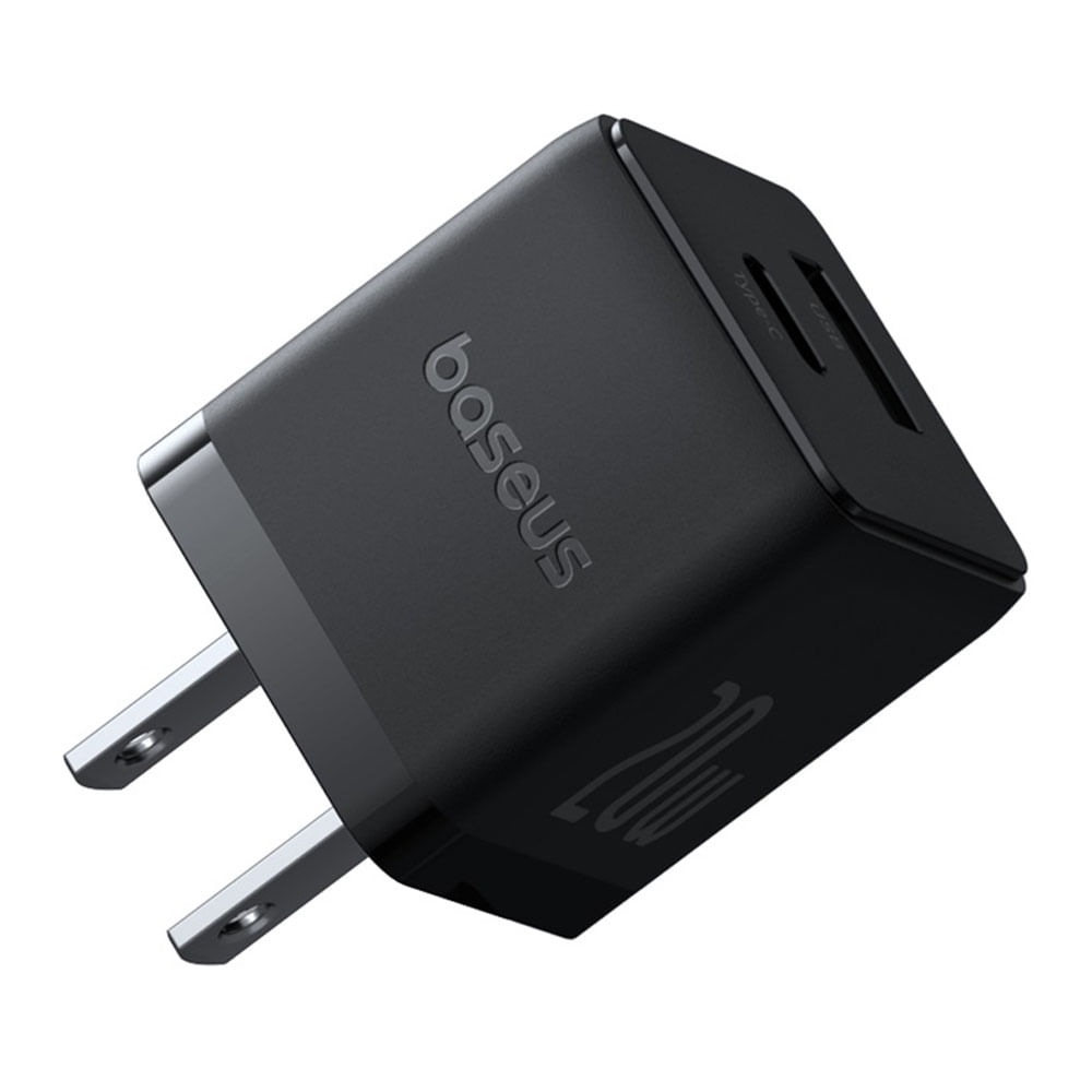 Imagen 1 del producto Cargador de pared Baseus Dual 20W, USB Tipo-C, carga rápida, negro