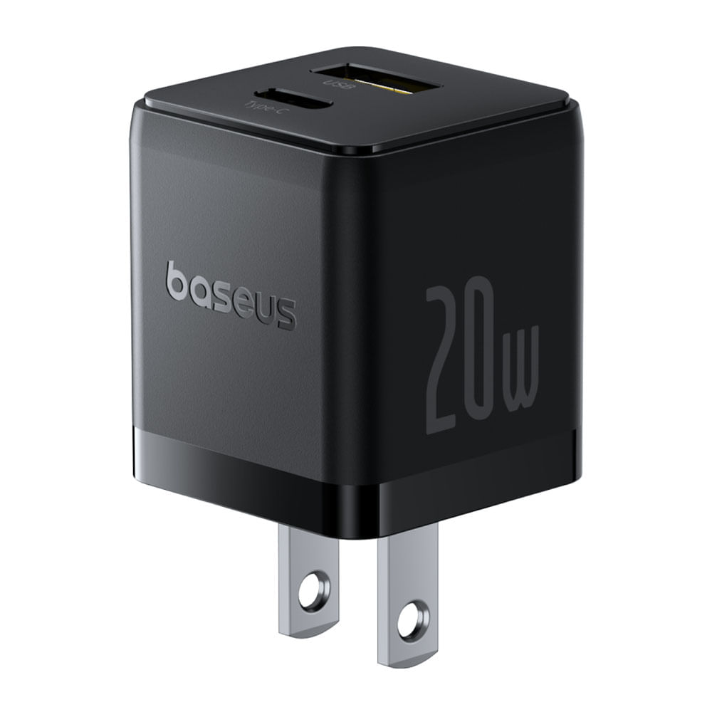 Imagen 2 del producto Cargador de pared Baseus Dual 20W, USB Tipo-C, carga rápida, negro