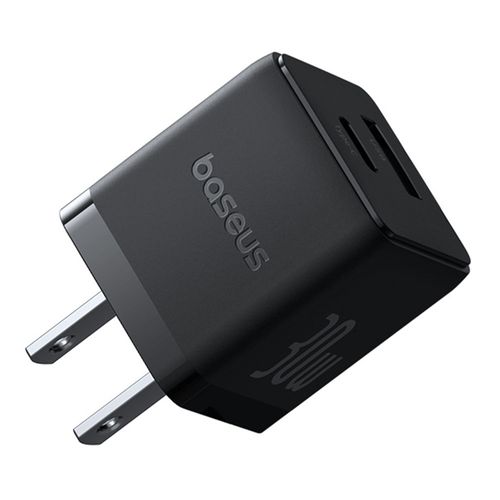 Cargador de pared Baseus Dual 30W, USB Tipo-C, carga rápida, negro