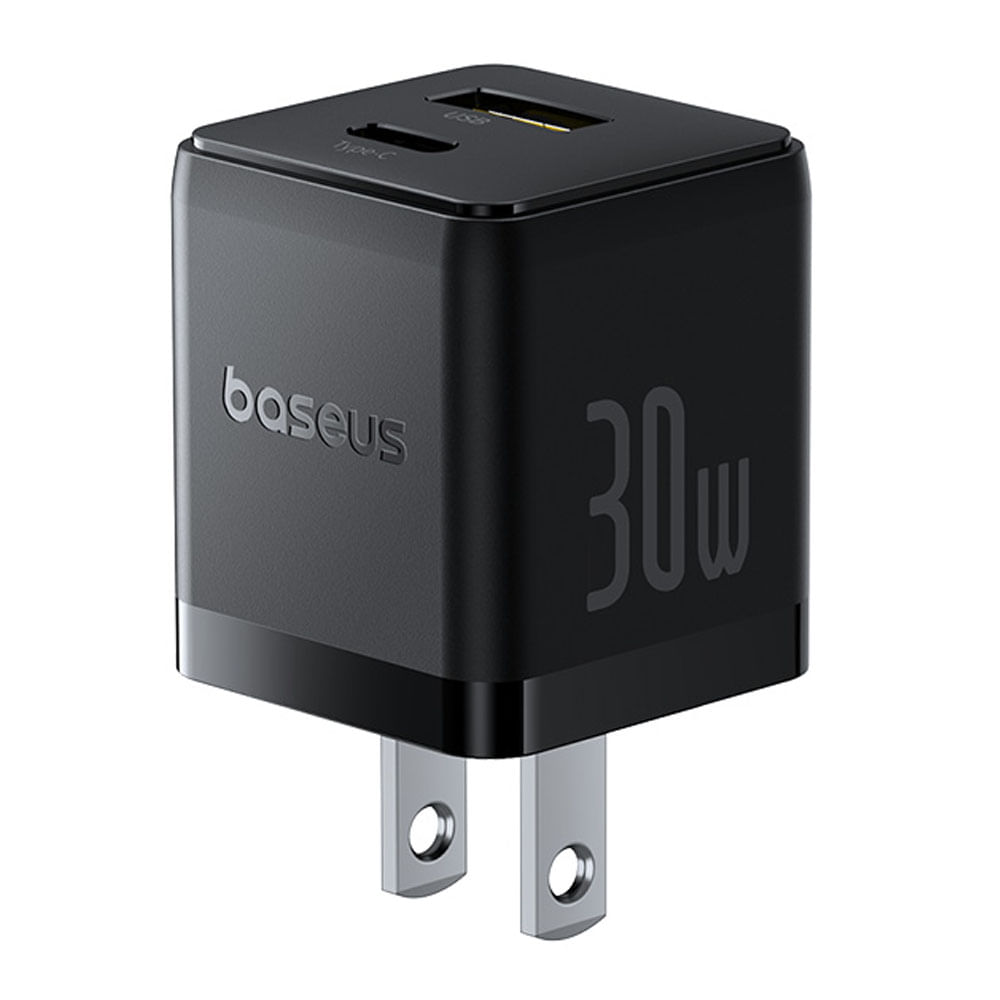 Imagen 2 del producto Cargador de pared Baseus Dual 30W, USB Tipo-C, carga rápida, negro