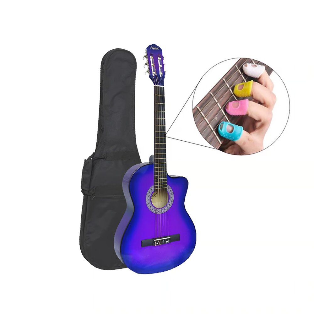 Imagen 2 del producto Guitarra acústica, Vozzex, set de protectores de dedos, nylon, morada
