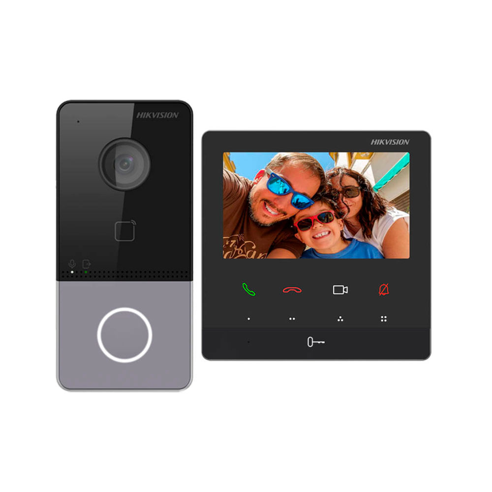 Kit videoportero Hikvision DS-KIS606-P, IP, pantalla 4.3", negro