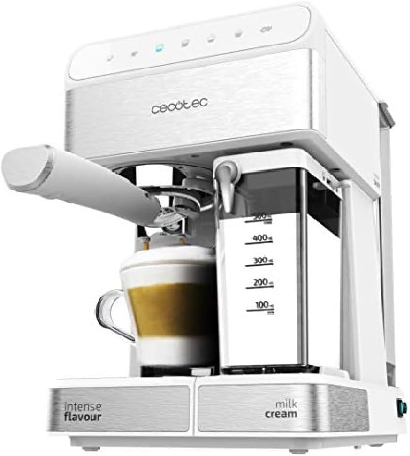 Cafetera semi-automática Cecotec Power Instant-Ccino 20 1350w, capacidad 2 tazas, touch, blanco