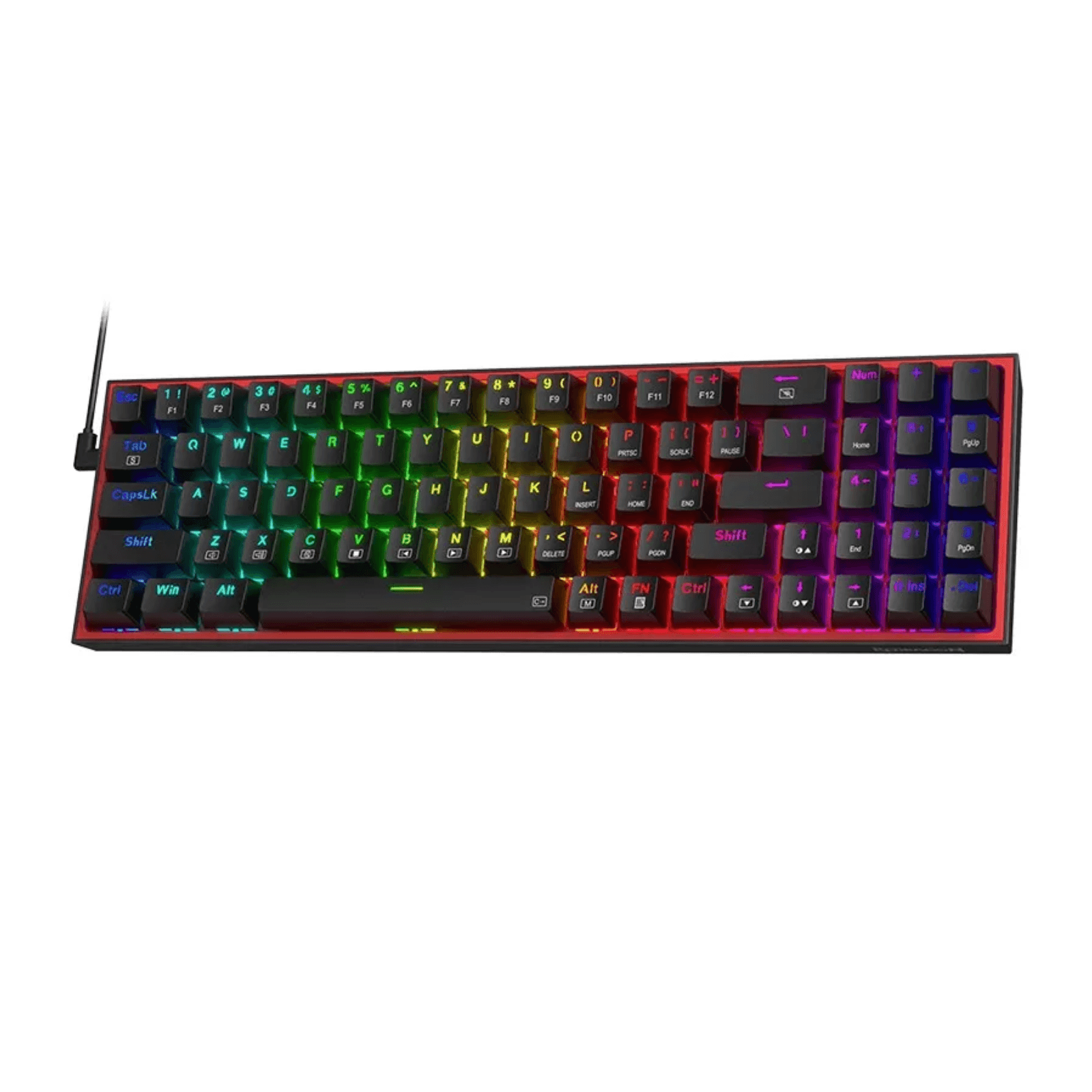 Imagen 2 del producto Teclado gamer alámbrico Redragon Pollux, conexión USB Tipo-C, mecánico, idioma español, RGB, negro + Mouse Trident S136