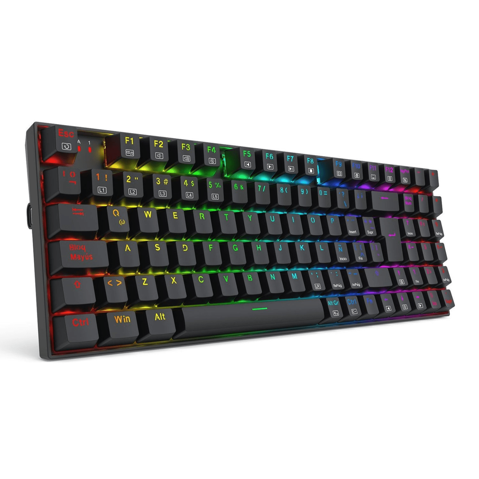 Imagen 2 del producto Teclado gamer alámbrico Redragon ZIGGS, conexión USB Tipo-C, mecánico, idioma español, RGB, negro