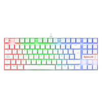Teclado gamer alámbrico Redragon Kumara, conexión USB, mecánico, idioma español, RGB, switch rojo, blanco