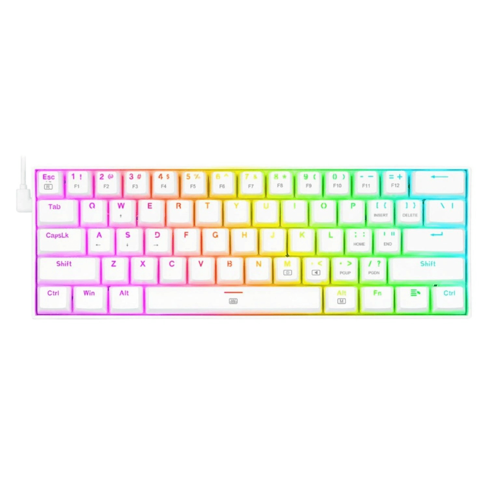 Teclado gamer alámbrico Redragon SP Dragonborn, conexión USB Tipo-C, mecánico, idioma español, RGB, switch rojo, blanco