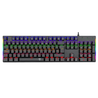 Teclado gamer alámbrico T-Dagger, conexión USB, mecánico, idioma español, luces rainbow, switch azul, negro