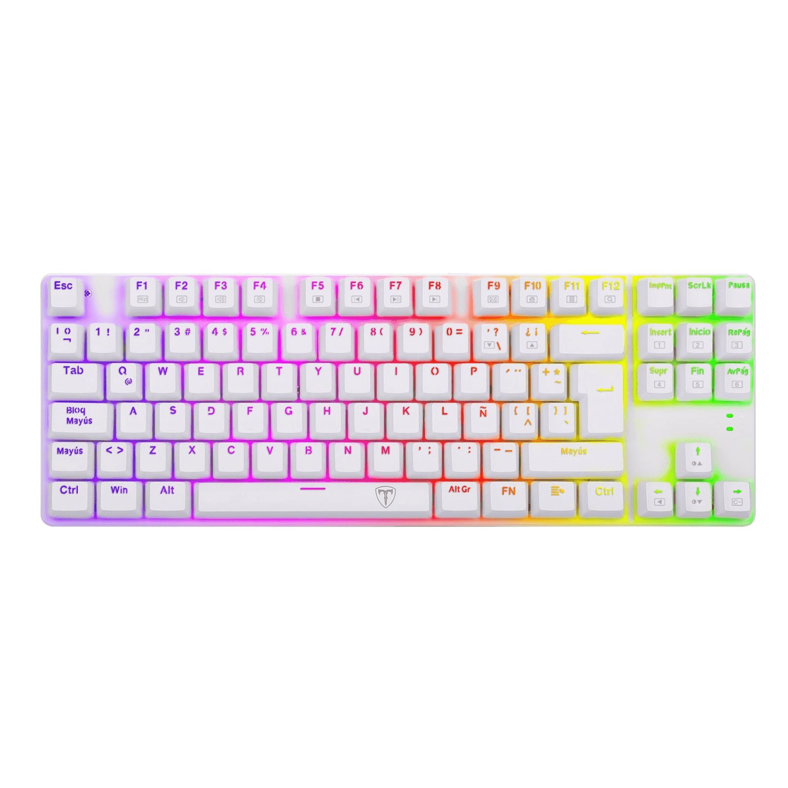 Imagen 1 del producto Teclado gamer alámbrico T-Dagger, conexión USB, mecánico, idioma español, RGB, switch azul, tenkeyless, blanco