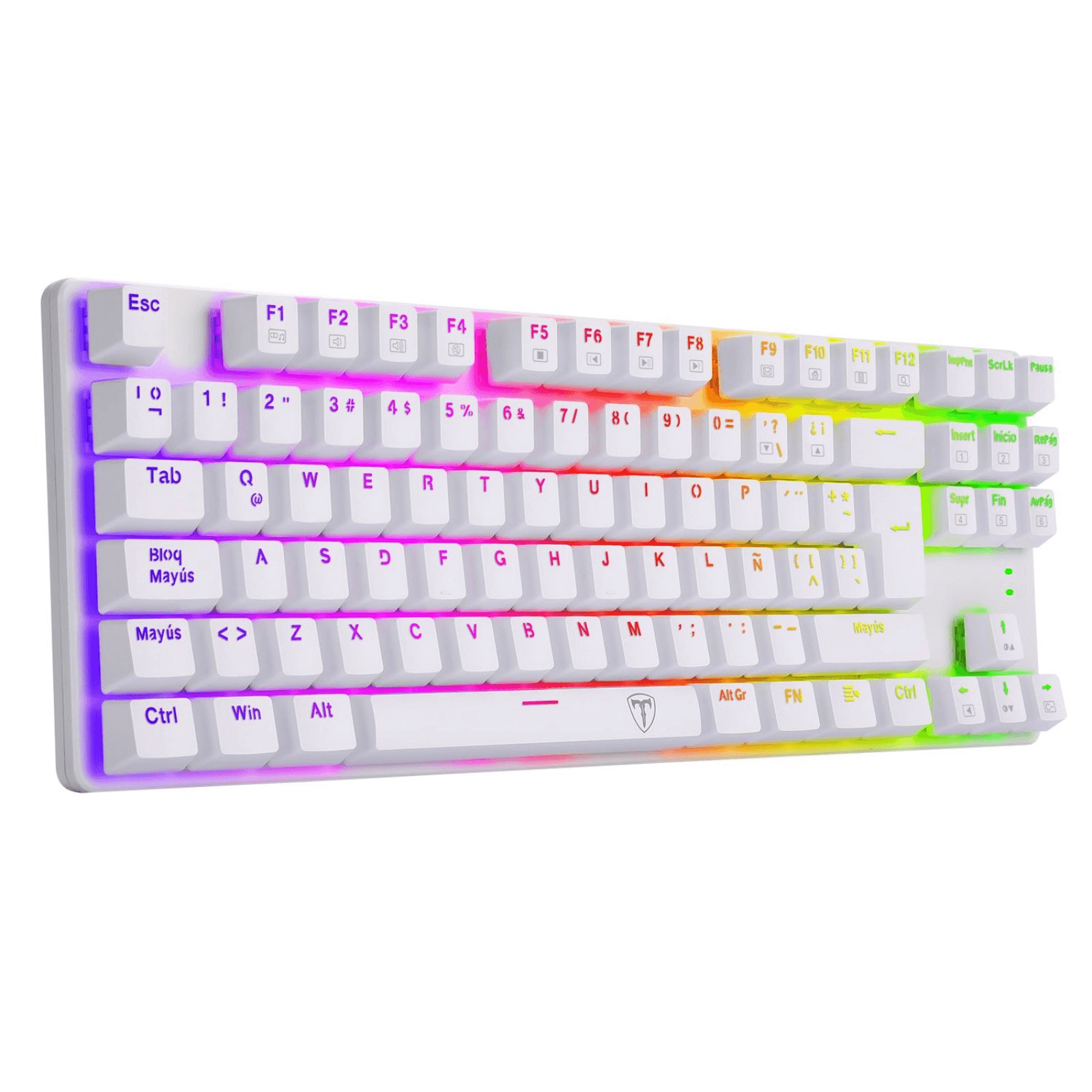 Imagen 2 del producto Teclado gamer alámbrico T-Dagger, conexión USB, mecánico, idioma español, RGB, switch azul, tenkeyless, blanco