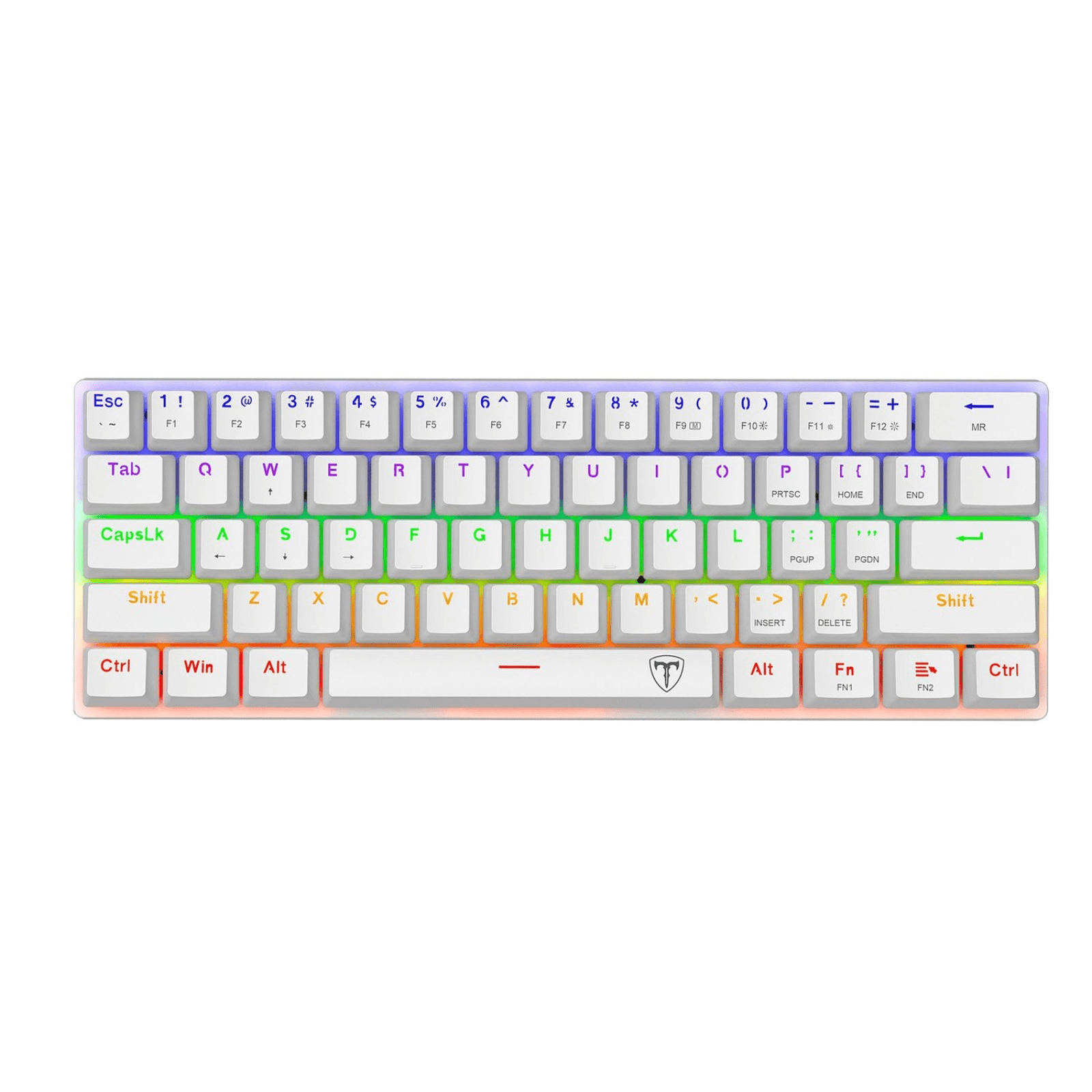 Teclado gamer alámbrico T-Dagger, mecánico, idioma español, arena rainbow, switch marrón, blanco