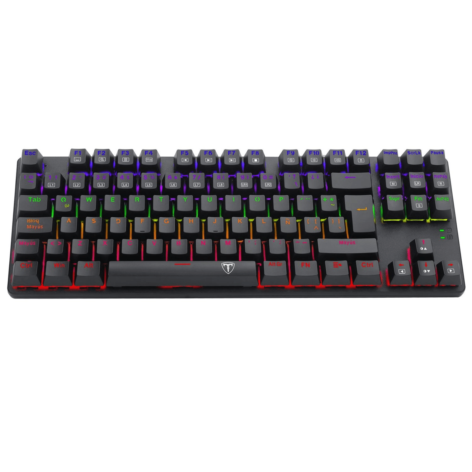 Imagen 2 del producto Teclado gamer alámbrico T-Dagger, conexión USB, mecánico, idioma español, luces rainbow, switch azul, negro