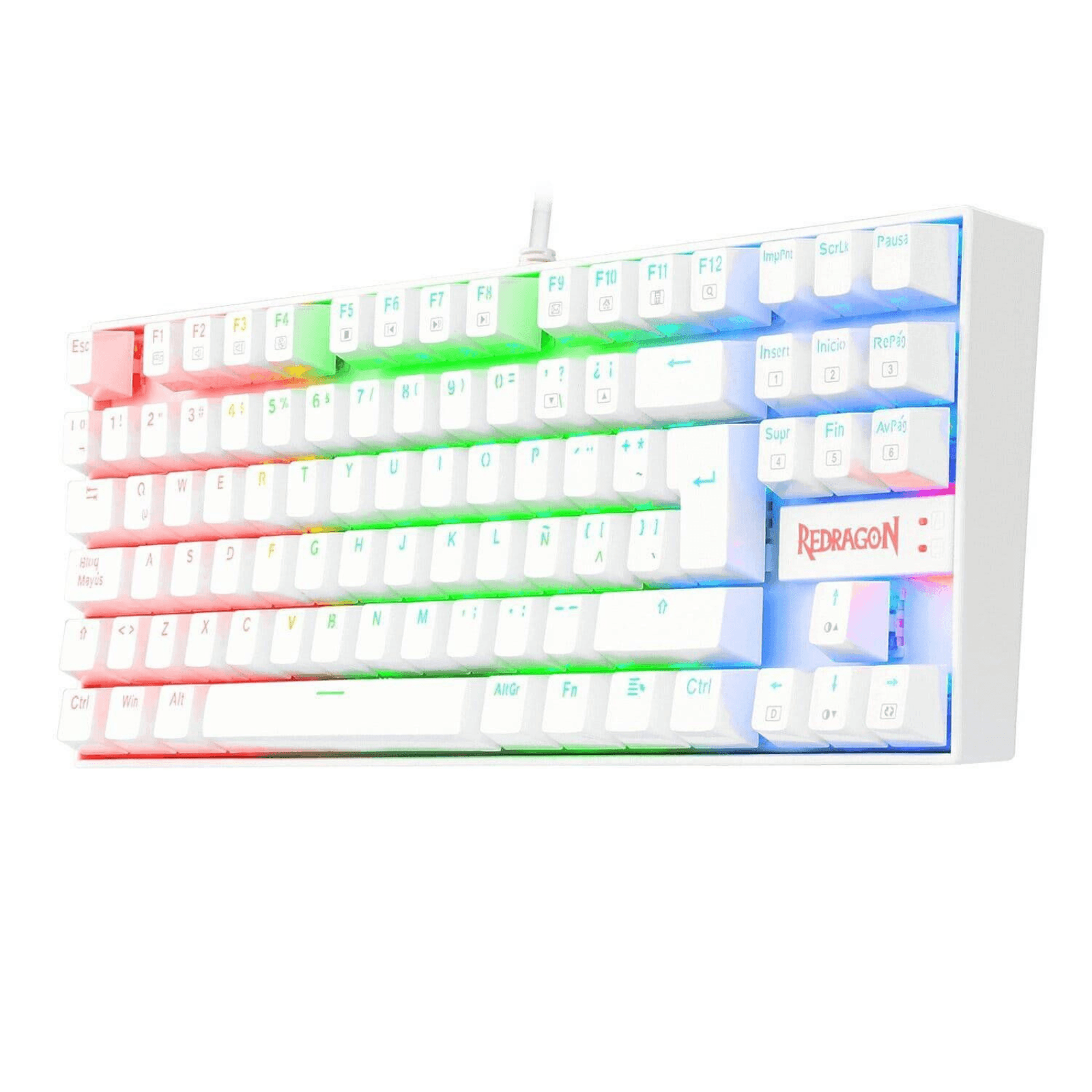 Imagen 2 del producto Teclado gamer alámbrico Redragon Kumara, conexión USB, mecánico, idioma español, switch rojo, blanco