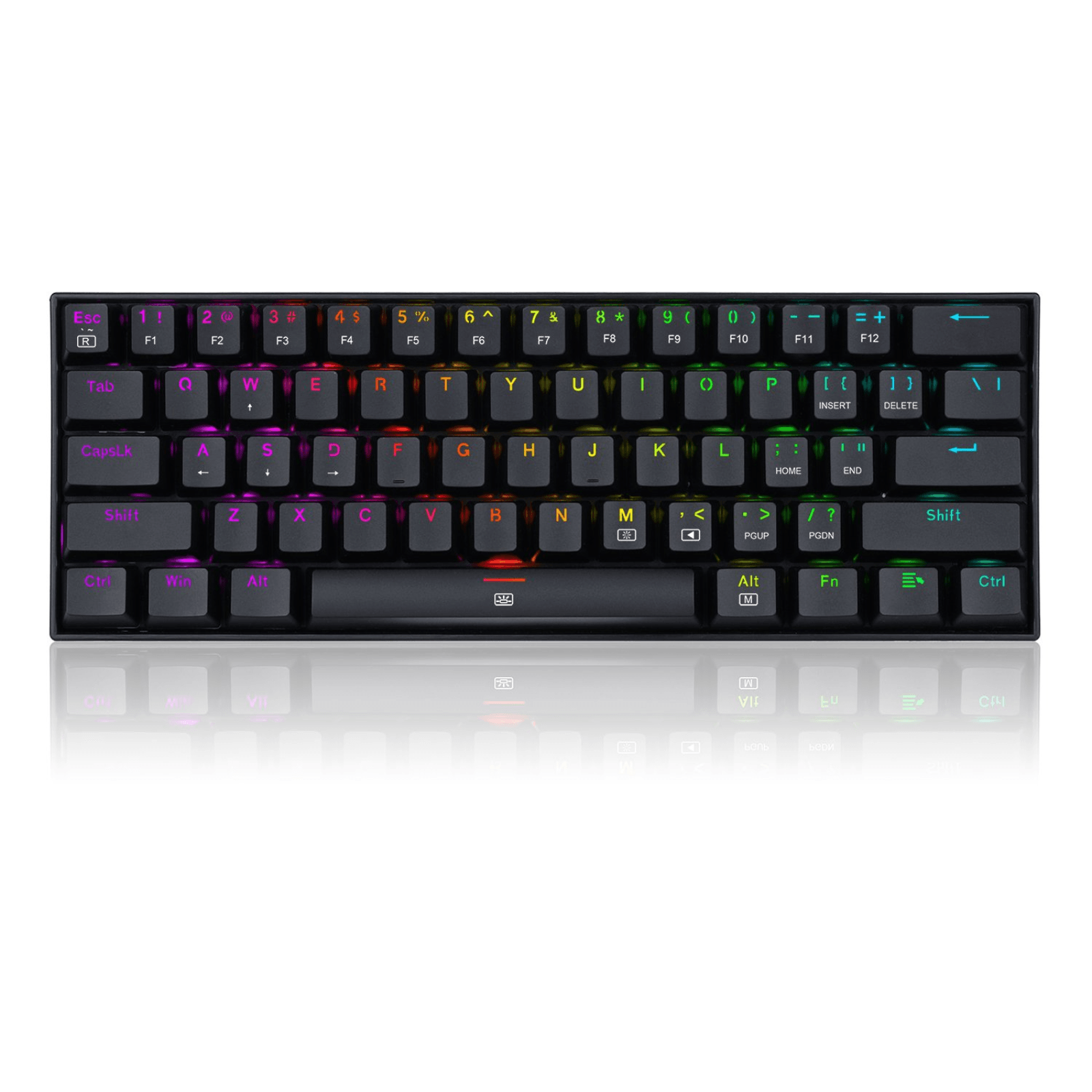 Imagen 1 del producto Teclado gamer alámbrico Redragon Spdragonborn, conexión USB Tipo-C desmontable, mecánico, idioma español, RGB, switch rojo, negro