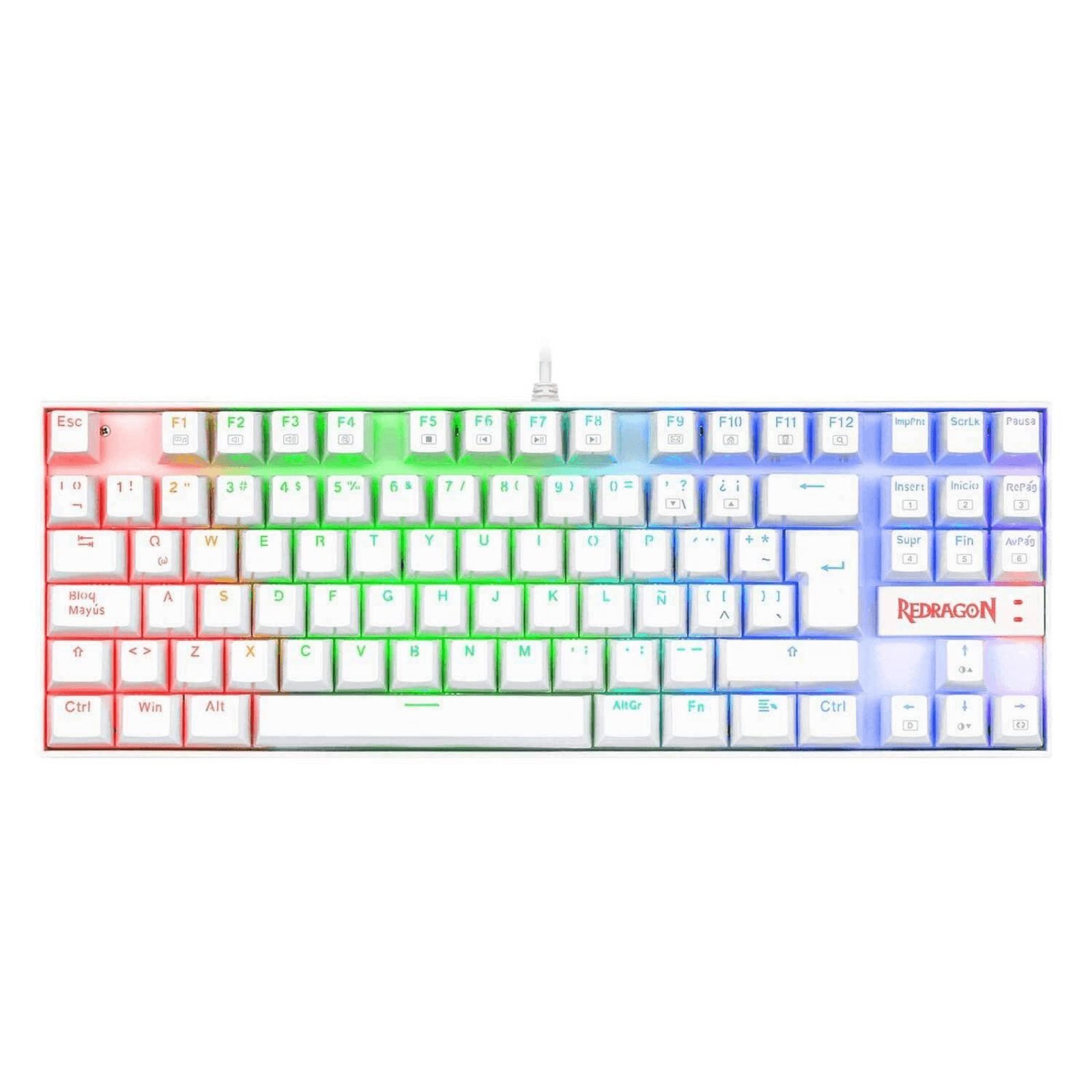 Teclado Redragon Kumara, mecánico, switch rojo, blanco - K552W-KR