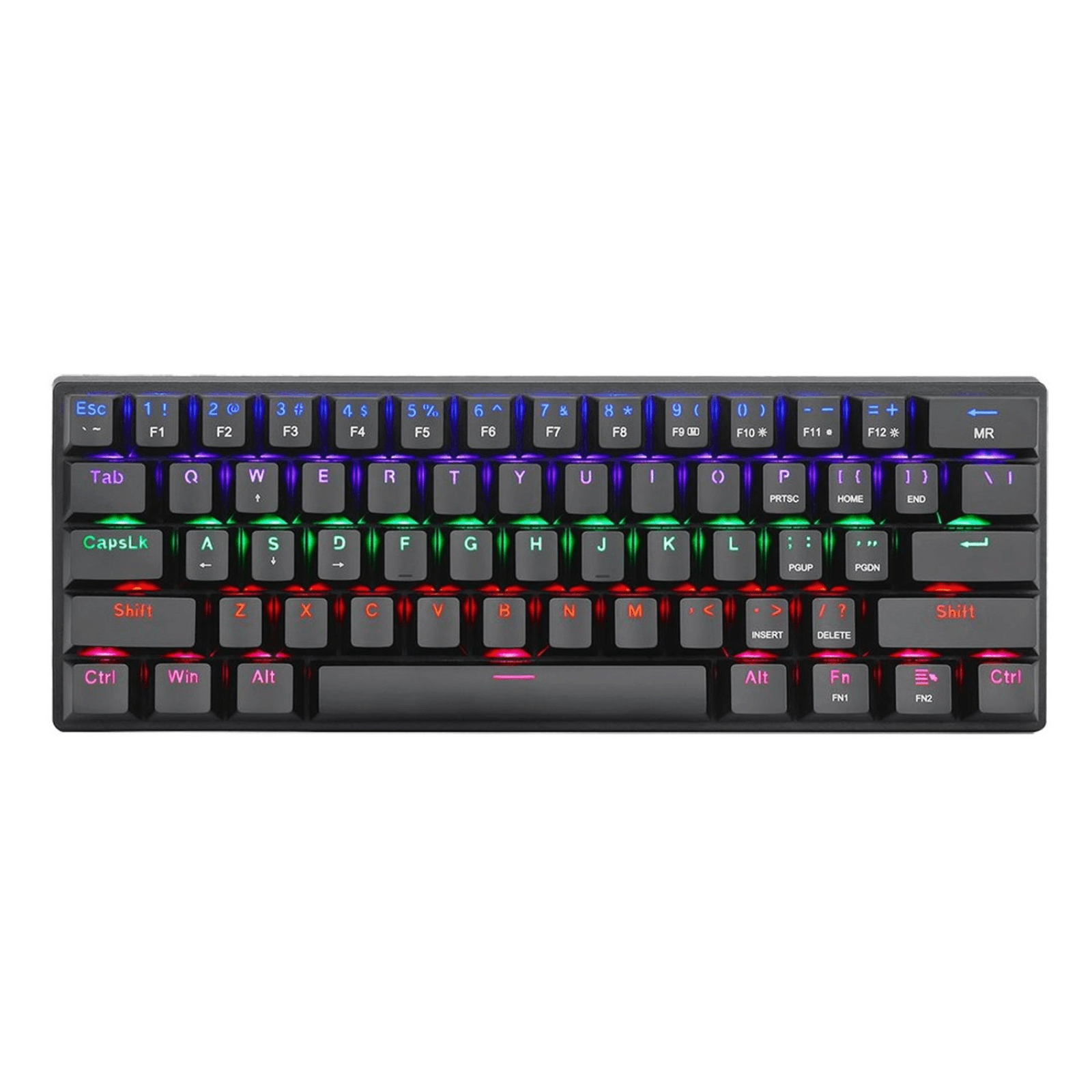 Teclado gamer alámbrico T-Dagger, mecánico, idioma español, arena rainbow, negro