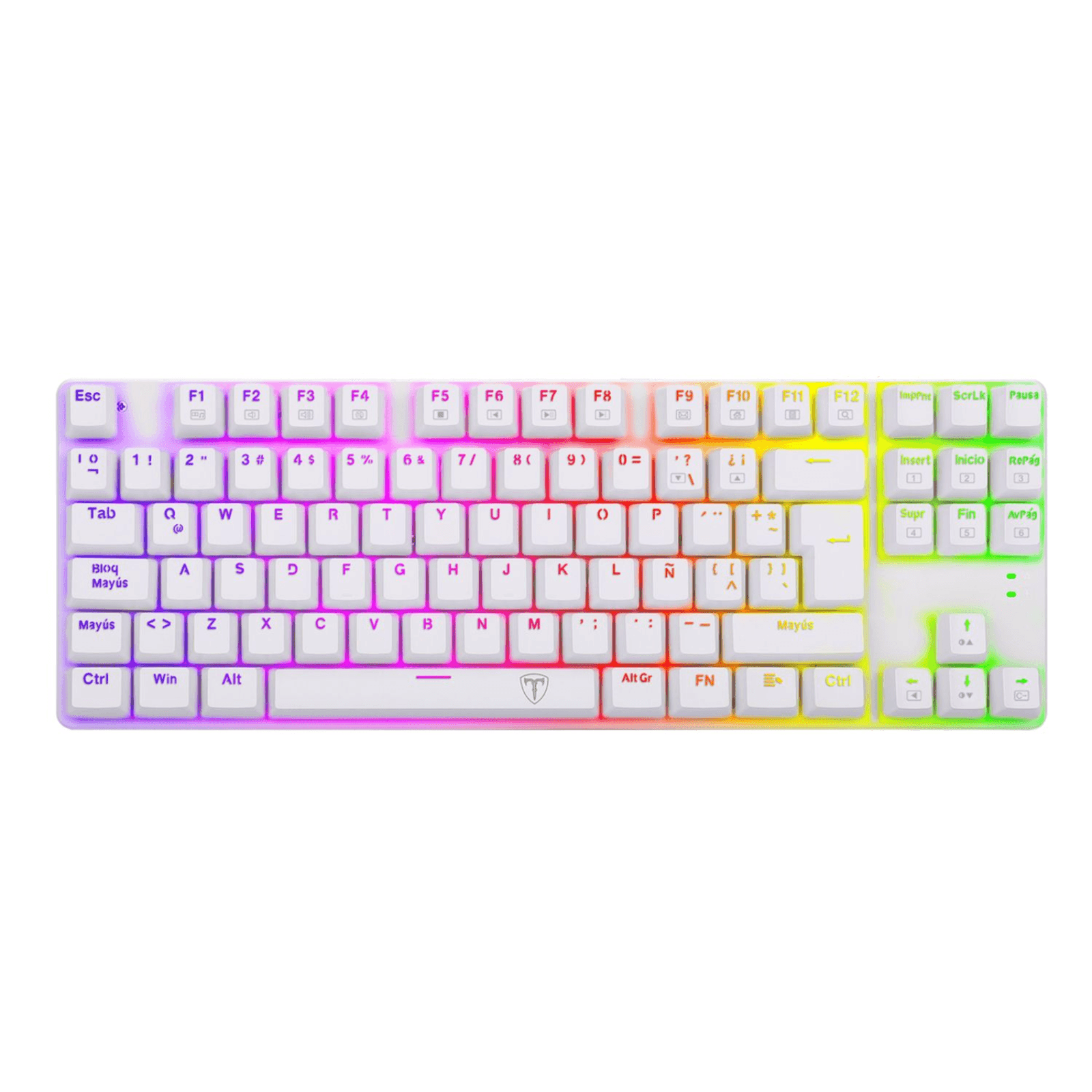 Teclado gamer alámbrico T-Dagger Bora RGB, conexión USB, mecánico, idioma español, RGB, switch rojo, blanco