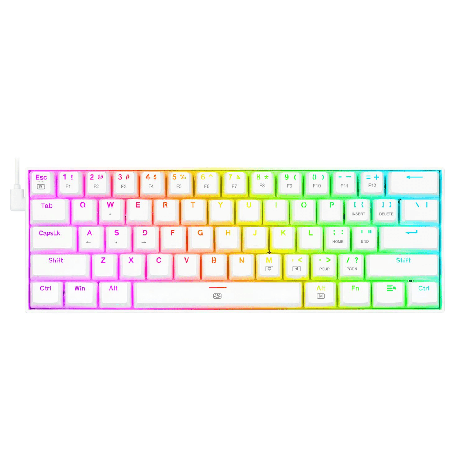 Imagen 1 del producto Teclado gamer alámbrico Redragon K630W RGB-BR Dragonborn, conexión USB Tipo-C, mecánico, idioma español, RGB, switch marrón, blanco