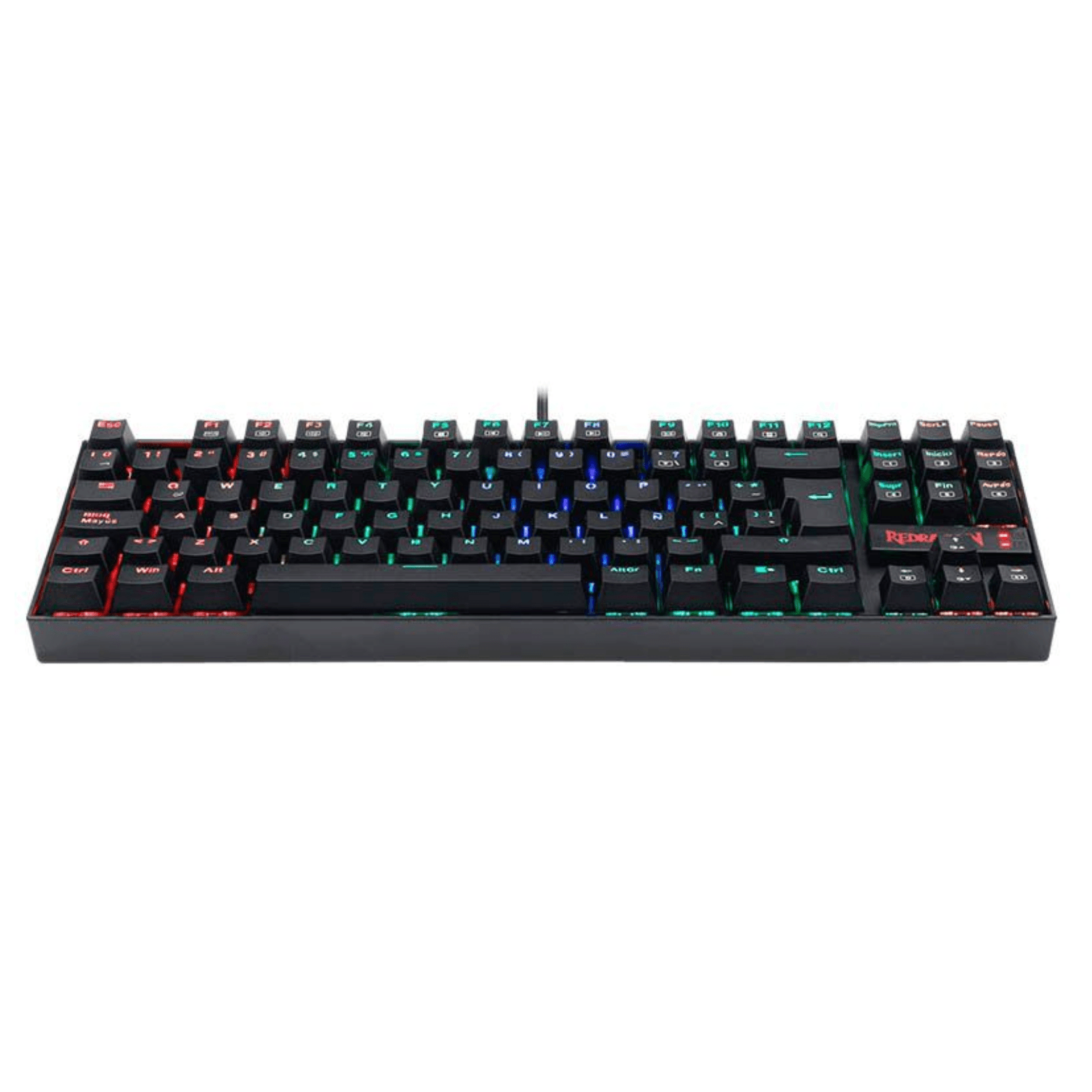 Imagen 2 del producto Teclado gamer alámbrico Redragon Kumara K552RGB-1, conexión USB, mecánico, idioma español, RGB, switch rojo, sistema anti salpicaduras, negro