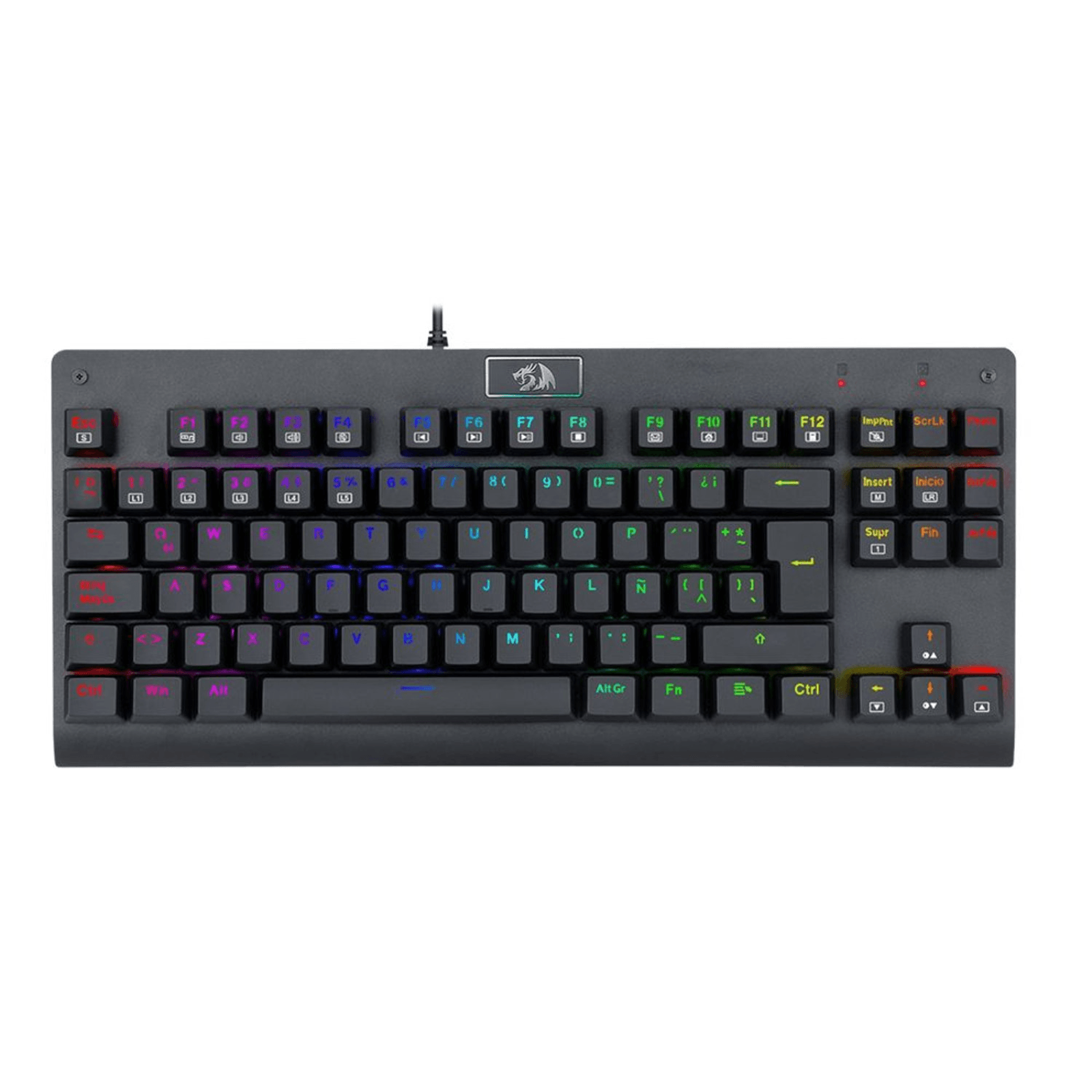 Teclado gamer Redragon K568RGB-SP Dark Avenger mecánico, alámbrico, Anti-Ghosting, español, RGB, negro